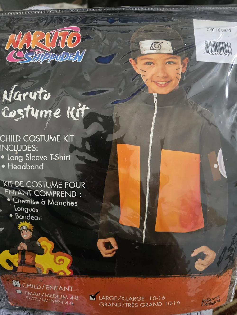 Naruto Kids Orange and Black Costume Top with Headband